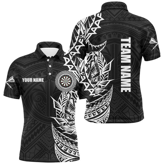 Personalized Black White Tribal Darts Polo Custom Dart Shirts For Men Dart Polo, Darts Team Polo Shirt