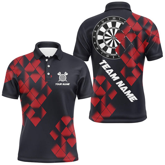 Personalized Black and Red Darts Board 3D Printed Men Dart Shirts Custom Cool Dart Polo For Team, Darts Team Polo Shirt