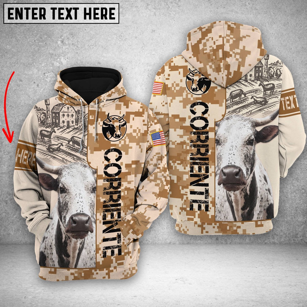 Personalized Corriente Brown Camo All Printed 3D Shirt, Farmer Hoodie, Custom Farm Shirts, Farmer T Shirt