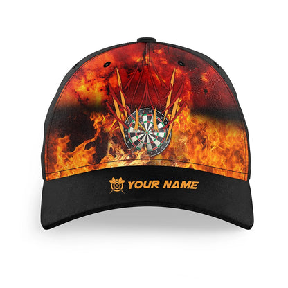 Personalized Dart Board On Fire Darts Hat For Player Custom Adjustable 3D Printed Baseball Darts Caps, Darts Team Cap Hats