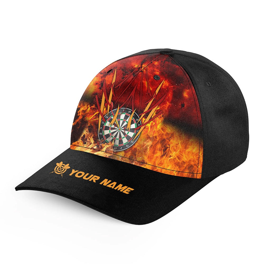 Personalized Dart Board On Fire Darts Hat For Player Custom Adjustable 3D Printed Baseball Darts Caps, Darts Team Cap Hats