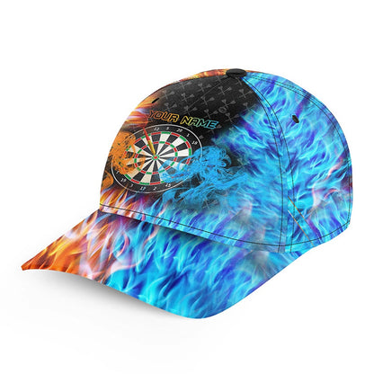Personalized Darts Board Fire And Water 3D Printed Darts Caps. Custom Darts Baseball Hat, Darts Team Cap Hats