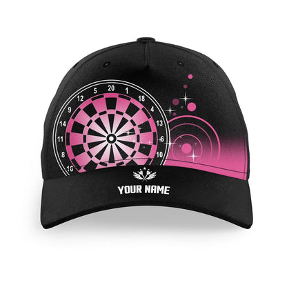 Personalized Darts Wings Black & Pink Baseball Darts Hat Cute Darts Cap For Womens, Darts Team Cap Hats