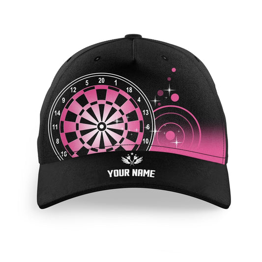 Personalized Darts Wings Black & Pink Baseball Darts Hat Cute Darts Cap For Womens, Darts Team Cap Hats