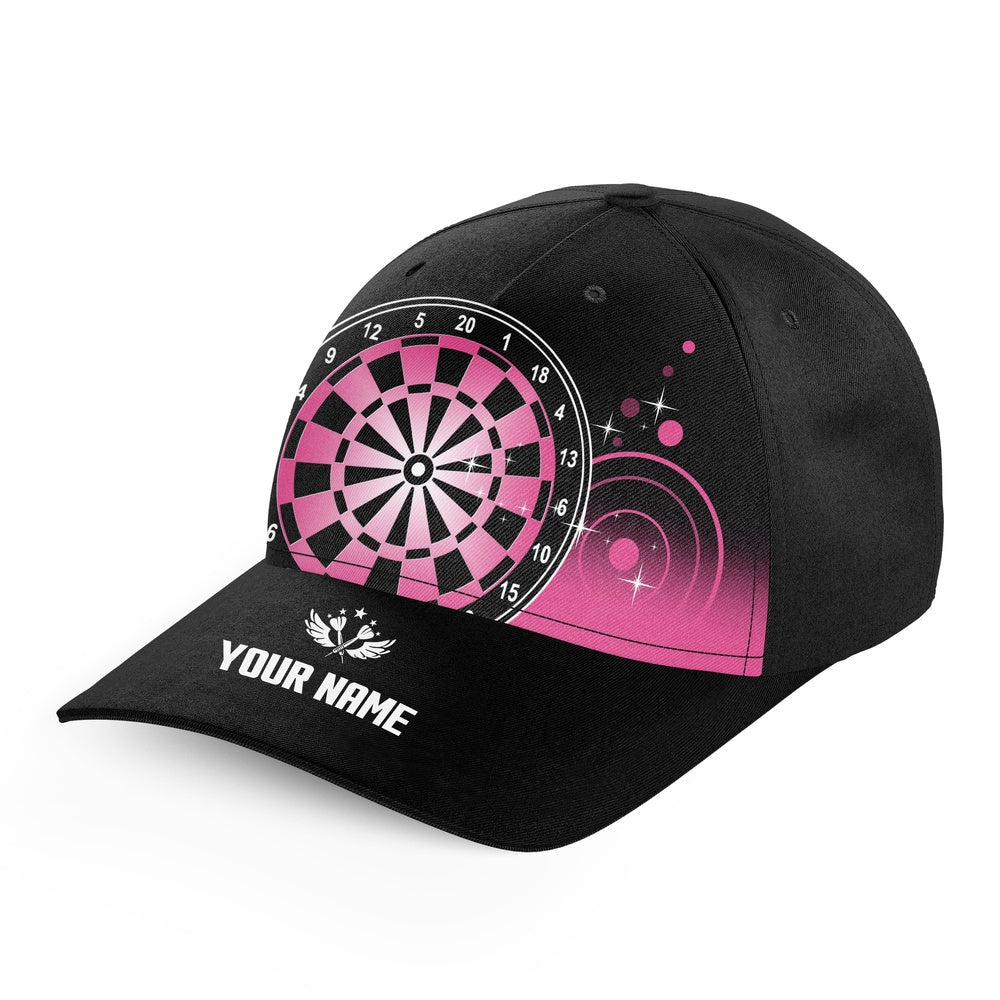 Personalized Darts Wings Black & Pink Baseball Darts Hat Cute Darts Cap For Womens, Darts Team Cap Hats