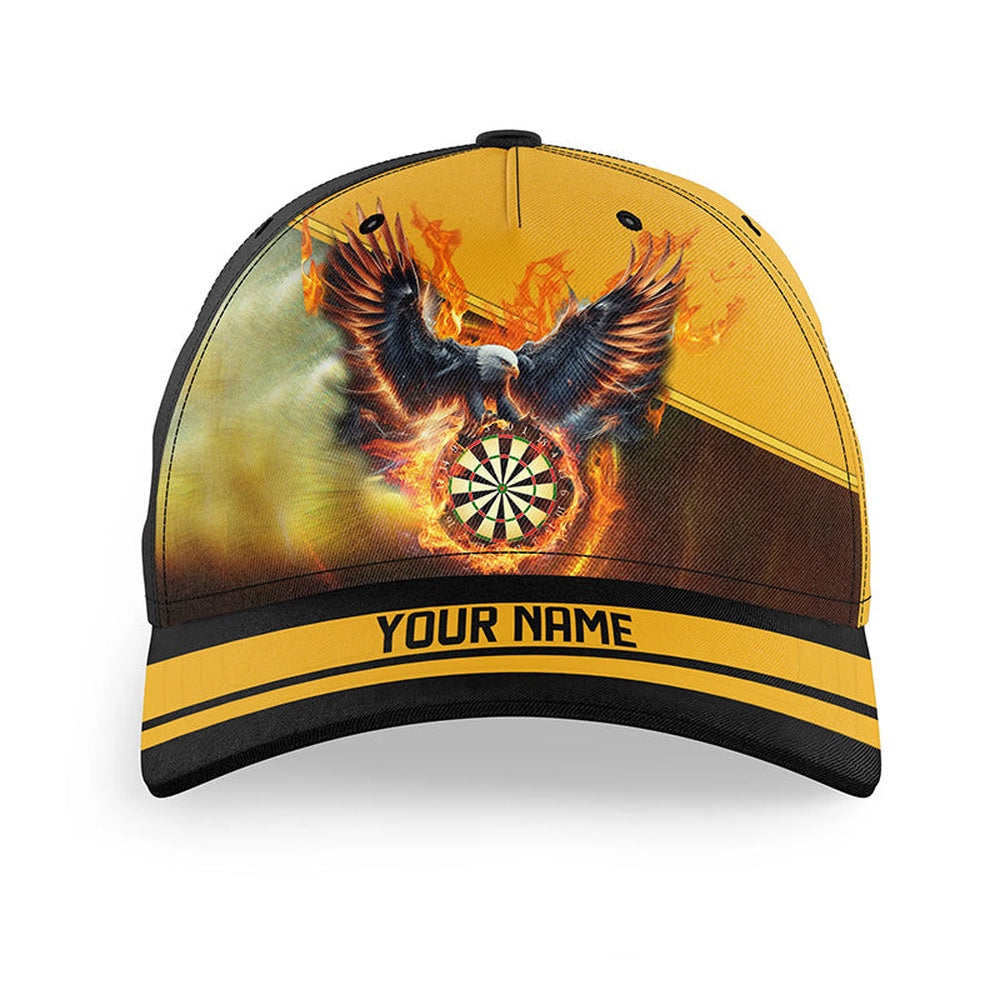 Personalized Eagle Flying On Dartboard Fire Custom Name Dart Hats, 3D Printed Darts Baseball Caps, Darts Team Cap Hats