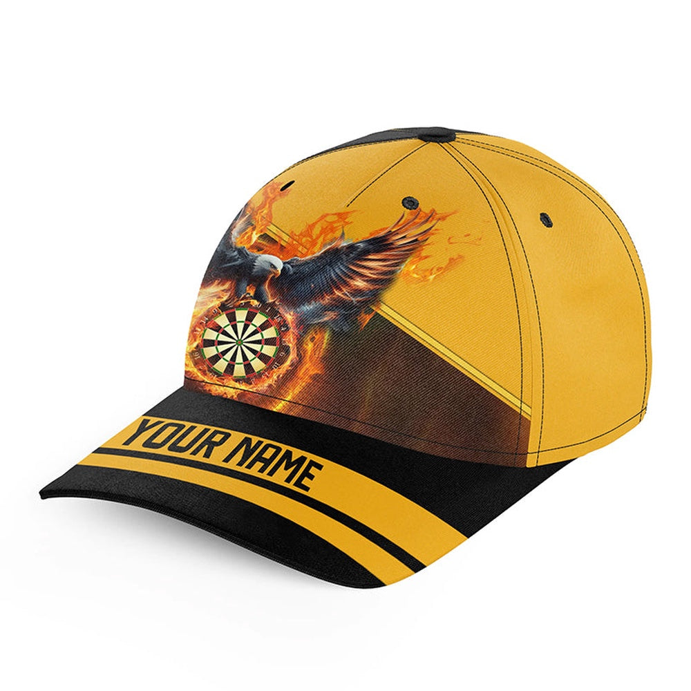 Personalized Eagle Flying On Dartboard Fire Custom Name Dart Hats, 3D Printed Darts Baseball Caps, Darts Team Cap Hats