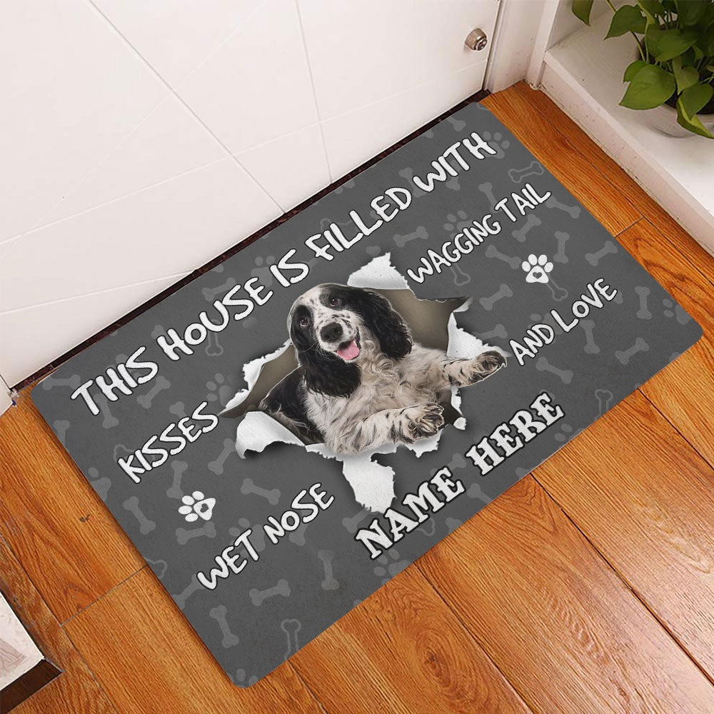 Personalized English Cocker Spaniel Welcome Doormat, English Cocker Spaniel dog lover grey Welcome, Pets Home Decor Door Mat