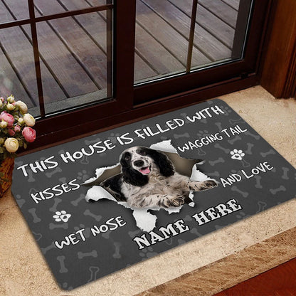 Personalized English Cocker Spaniel Welcome Doormat, English Cocker Spaniel dog lover grey Welcome, Pets Home Decor Door Mat