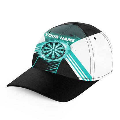 Personalized Fire Flame Dartboard 3D All Over Print Baseball Darts Hat Custom Turquoise Darts Cap, Darts Team Cap Hats