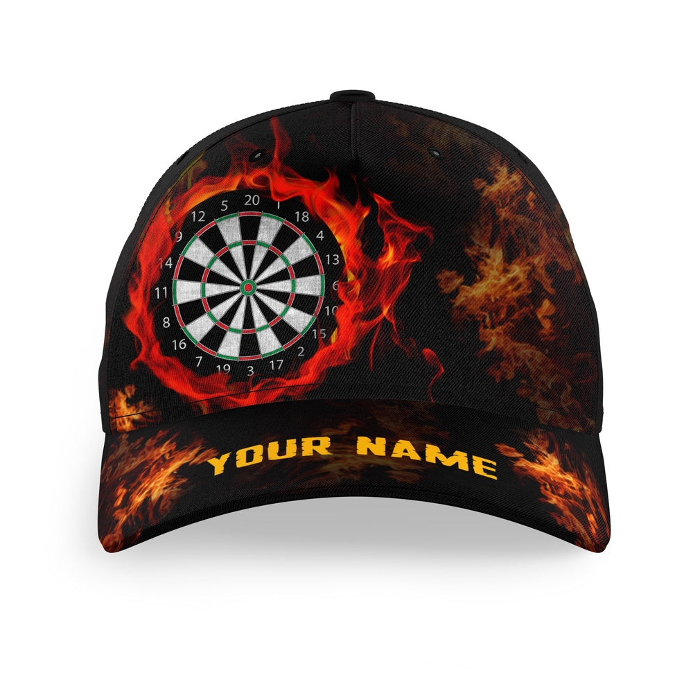 Personalized Fire Flame Dartboard 3D Printed Darts Hat, Custom Adjustable Baseball Darts Caps, Darts Team Cap Hats