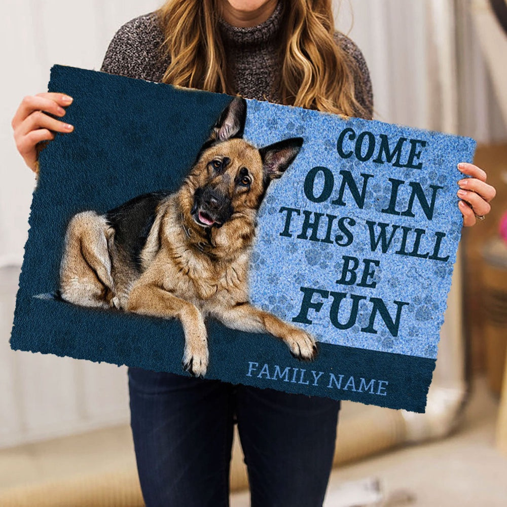 Personalized German Shepherd Welcome Doormat, German Shepherd Come On In This Welcome Doormat, Custom Name Pets Home Decor Door Mat