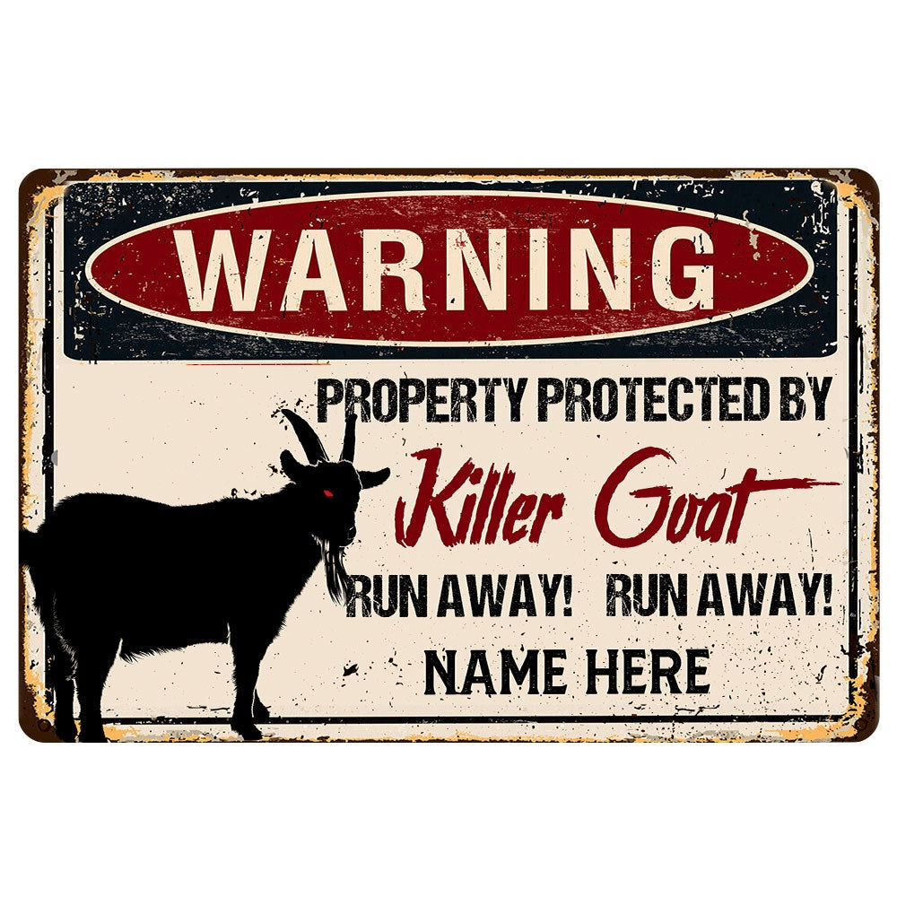 Personalized Goat Welcome Doormat, warning goat farm animal halloween Welcome Doormat, Custom Name Pets Home Decor Door Mat