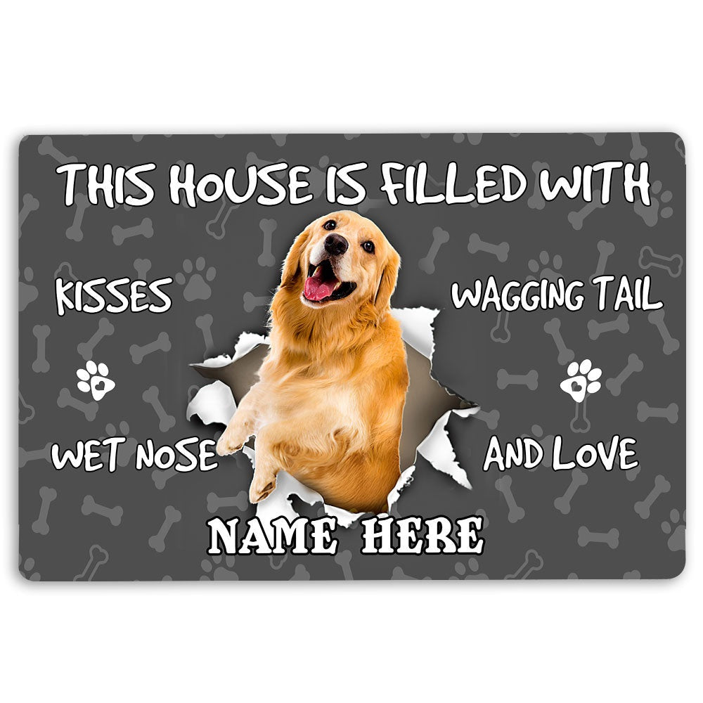 Personalized Golden Retriever Welcome Doormat, Golden Retriever dog pet lover pawprint Welcome Doormat, Custom Name Pets Home Decor Door Mat