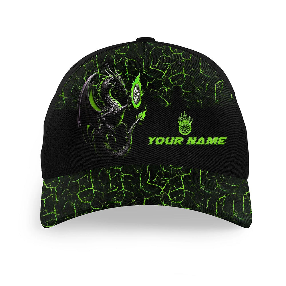 Personalized Green Big Dragon 3D Darts Baseball Cap Custom Darts Hats For Darts Lover, Darts Team Cap Hats