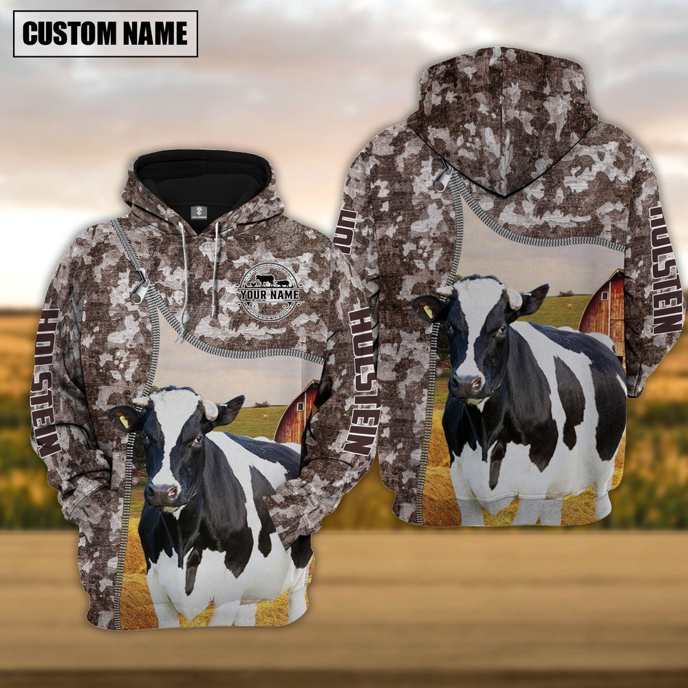 Personalized Holstein Cattle Farm All Over Printed Hoodie, Farmer Hoodie, Custom Farm Shirts, Farmer T Shirt