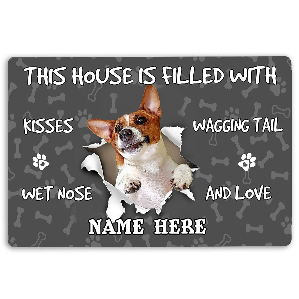 Personalized Jack Russell Welcome Doormat, Jack Russell dog lover pawprint grey Welcome Doormat, Custom Name Pets Home Decor Door Mat