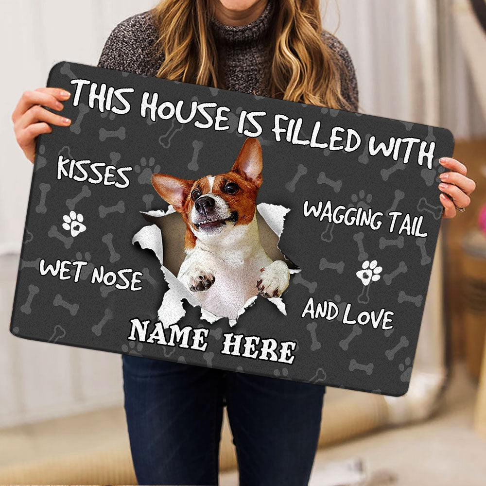 Personalized Jack Russell Welcome Doormat, Jack Russell dog lover pawprint grey Welcome Doormat, Custom Name Pets Home Decor Door Mat