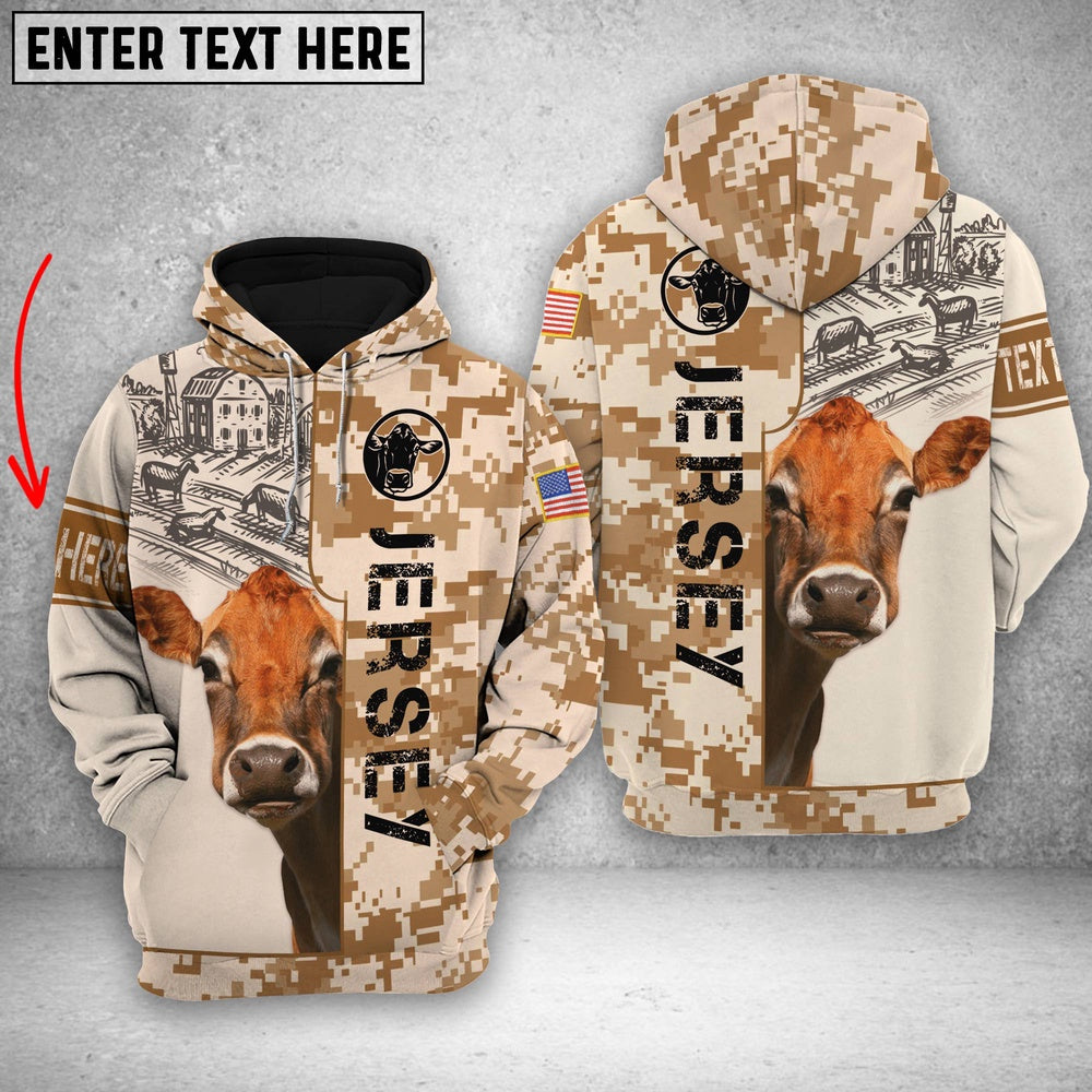 Personalized Jersey Brown Camo All Printed 3D Shirt, Farmer Hoodie, Custom Farm Shirts, Farmer T Shirt
