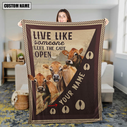 Personalized Jersey Live Like Someone Left The Gate Open Blanket, Farm Blanket, Farm Animal Blanket