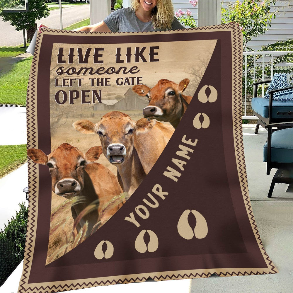 Personalized Jersey Live Like Someone Left The Gate Open Blanket, Farm Blanket, Farm Animal Blanket