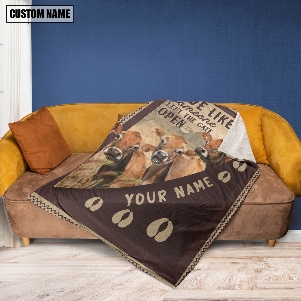 Personalized Jersey Live Like Someone Left The Gate Open Blanket, Farm Blanket, Farm Animal Blanket
