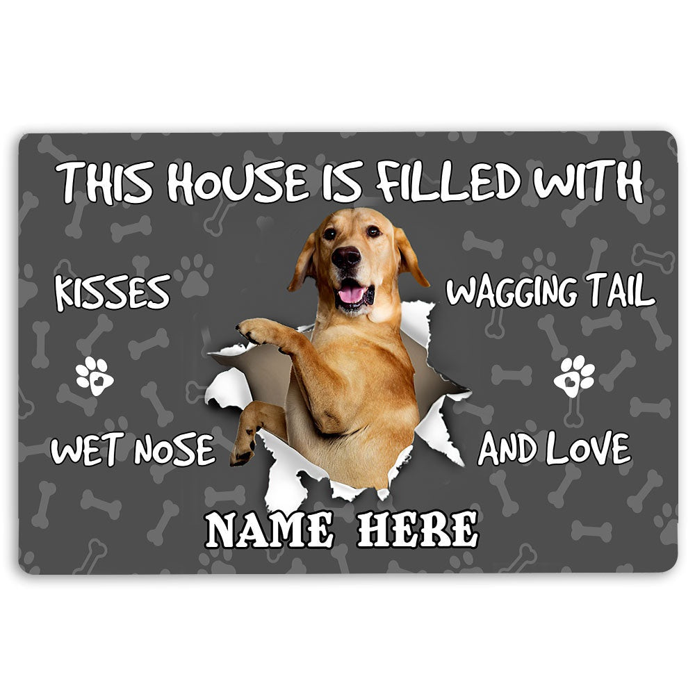 Personalized Labrador Retriever Welcome Doormat, Labrador Retriever dog lover pawprint Welcome Doormat, Custom Name Pets Home Decor Door Mat