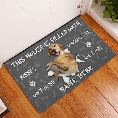 Personalized Labrador Retriever Welcome Doormat, Labrador Retriever dog lover pawprint Welcome Doormat, Custom Name Pets Home Decor Door Mat