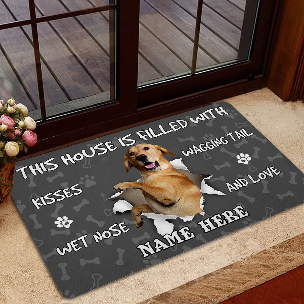 Personalized Labrador Retriever Welcome Doormat, Labrador Retriever dog lover pawprint Welcome Doormat, Custom Name Pets Home Decor Door Mat