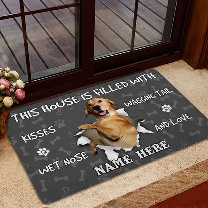 Personalized Labrador Retriever Welcome Doormat, Labrador Retriever dog lover pawprint Welcome Doormat, Custom Name Pets Home Decor Door Mat