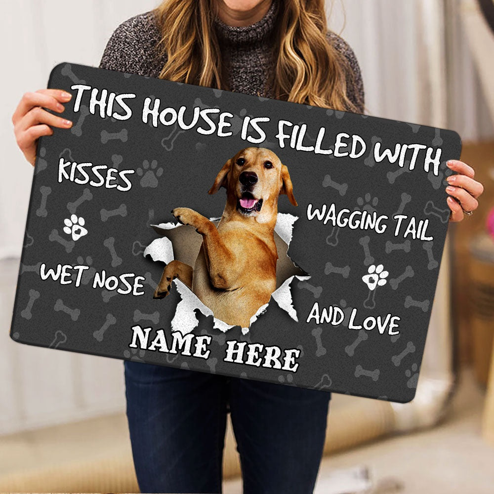 Personalized Labrador Retriever Welcome Doormat, Labrador Retriever dog lover pawprint Welcome Doormat, Custom Name Pets Home Decor Door Mat