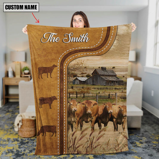 Personalized Limousin Cattle In Field Farmhouse Blanket, Farm Blanket, Farm Animal Blanket