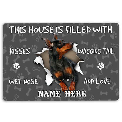 Personalized Miniature Pinscher Welcome Doormat, Miniature Pinscher dog lover pawprint Welcome Doormat, Custom Name Pets Home Decor Door Mat
