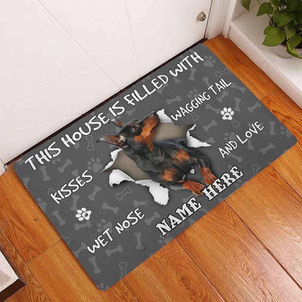 Personalized Miniature Pinscher Welcome Doormat, Miniature Pinscher dog lover pawprint Welcome Doormat, Custom Name Pets Home Decor Door Mat