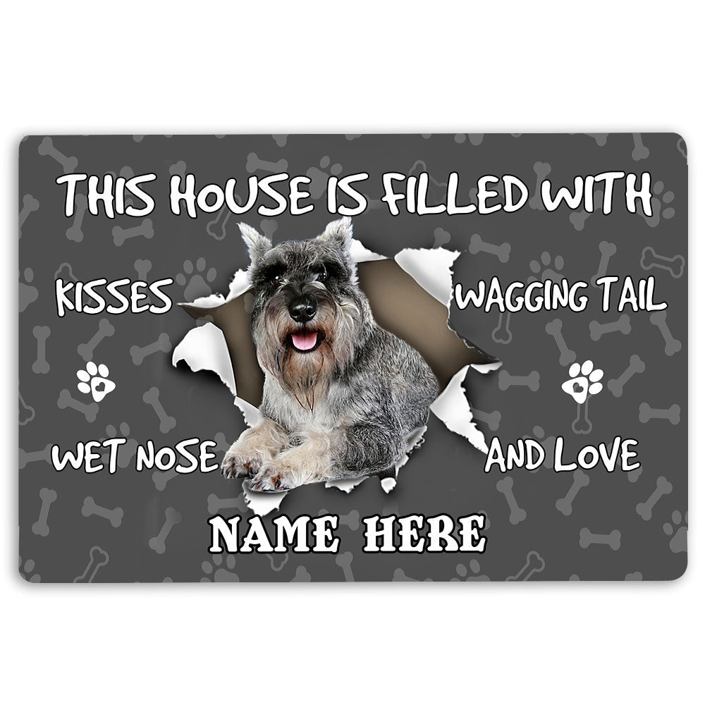 Personalized Miniature Schnauzer Welcome Doormat, Miniature Schnauzer dog lover pawprint Welcome, Pets Home Decor Door Mat