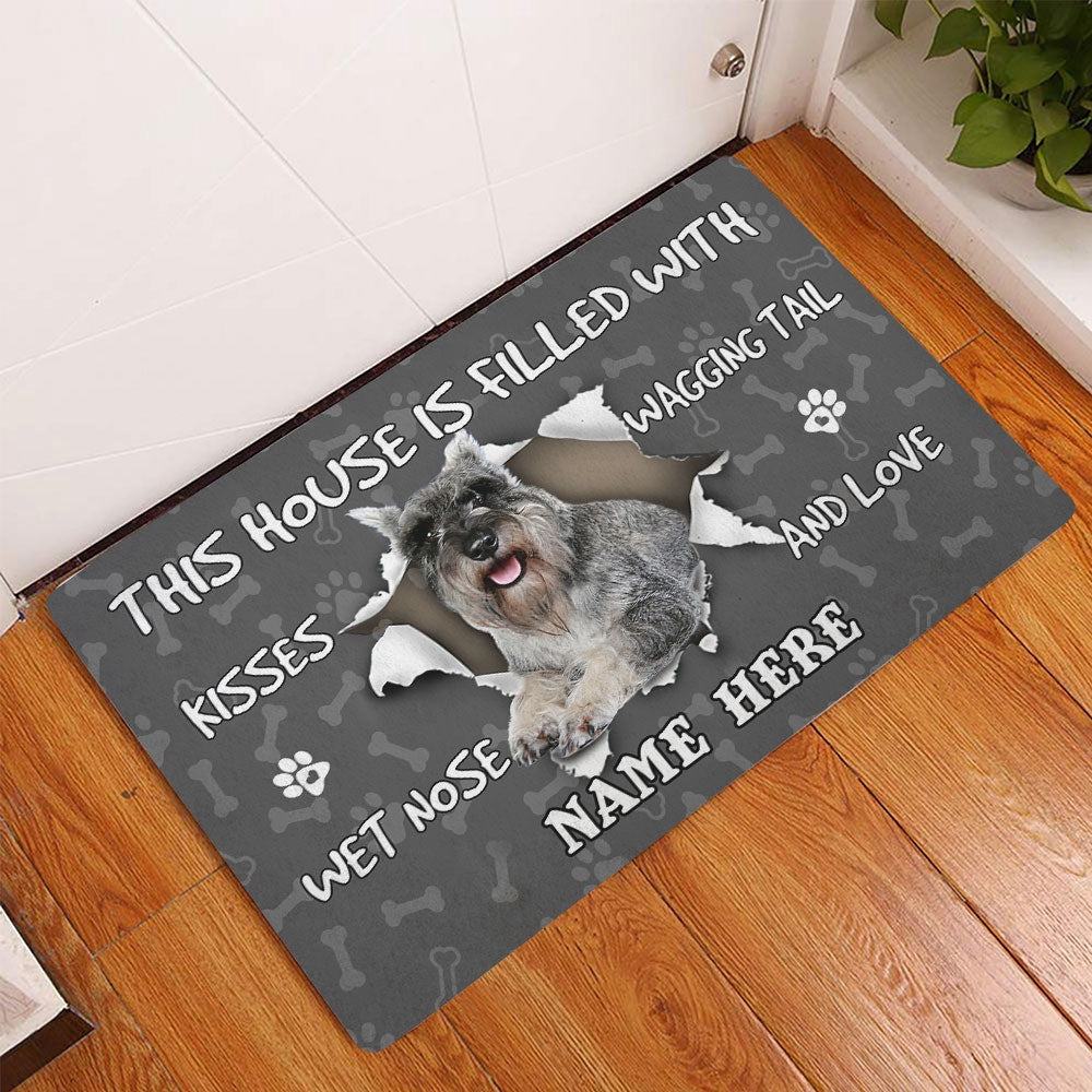 Personalized Miniature Schnauzer Welcome Doormat, Miniature Schnauzer dog lover pawprint Welcome, Pets Home Decor Door Mat