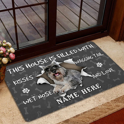 Personalized Miniature Schnauzer Welcome Doormat, Miniature Schnauzer dog lover pawprint Welcome, Pets Home Decor Door Mat
