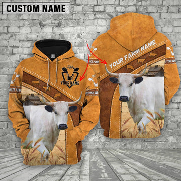 Personalized Name 3D British White Park Hoodie, Farmer Hoodie, Custom Farm Shirts, Farmer T Shirt