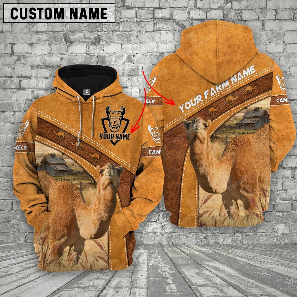 Personalized Name 3D Camels Hoodie, Farmer Hoodie, Custom Farm Shirts, Farmer T Shirt