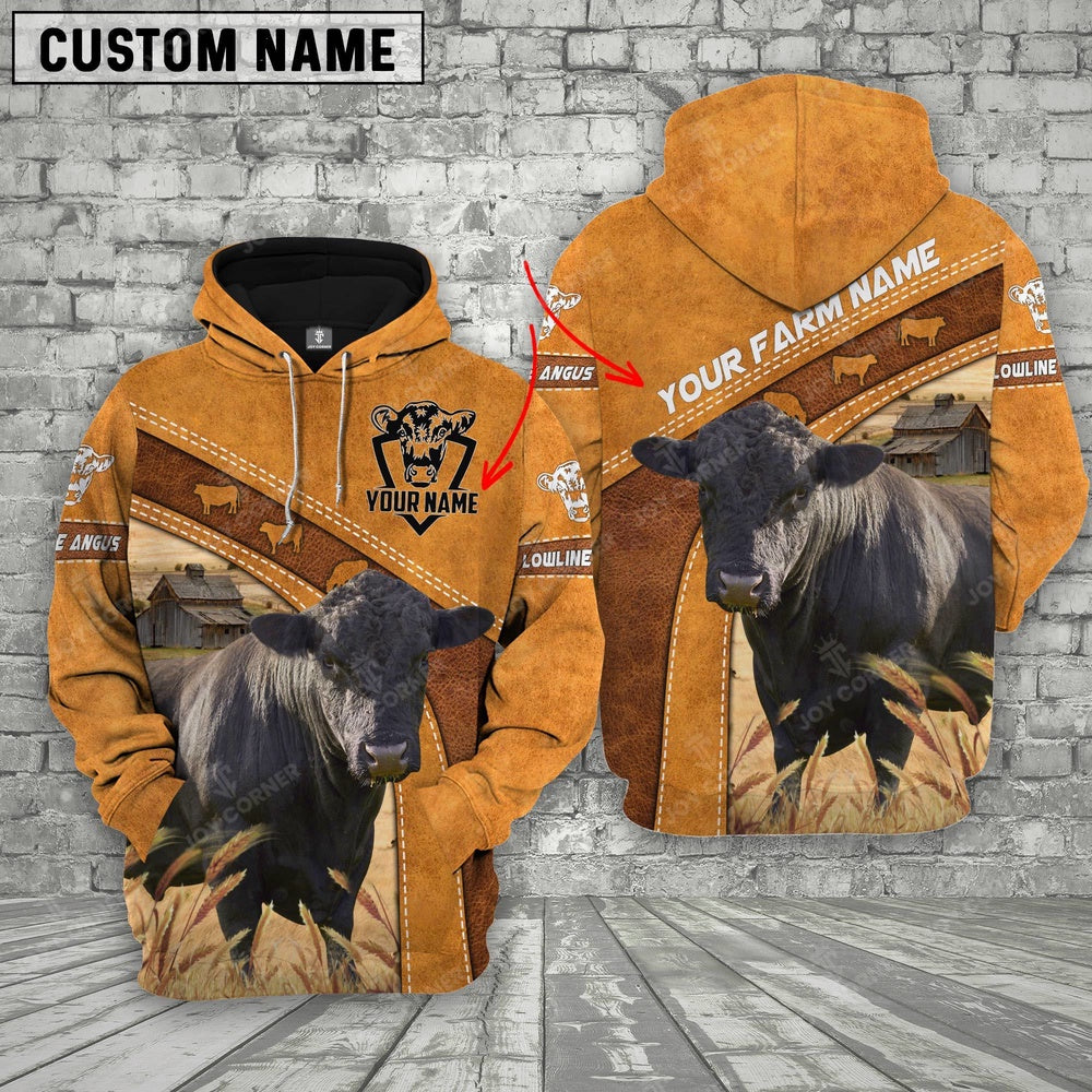 Personalized Name 3D Lowline Angus Hoodie, Farmer Hoodie, Custom Farm Shirts, Farmer T Shirt