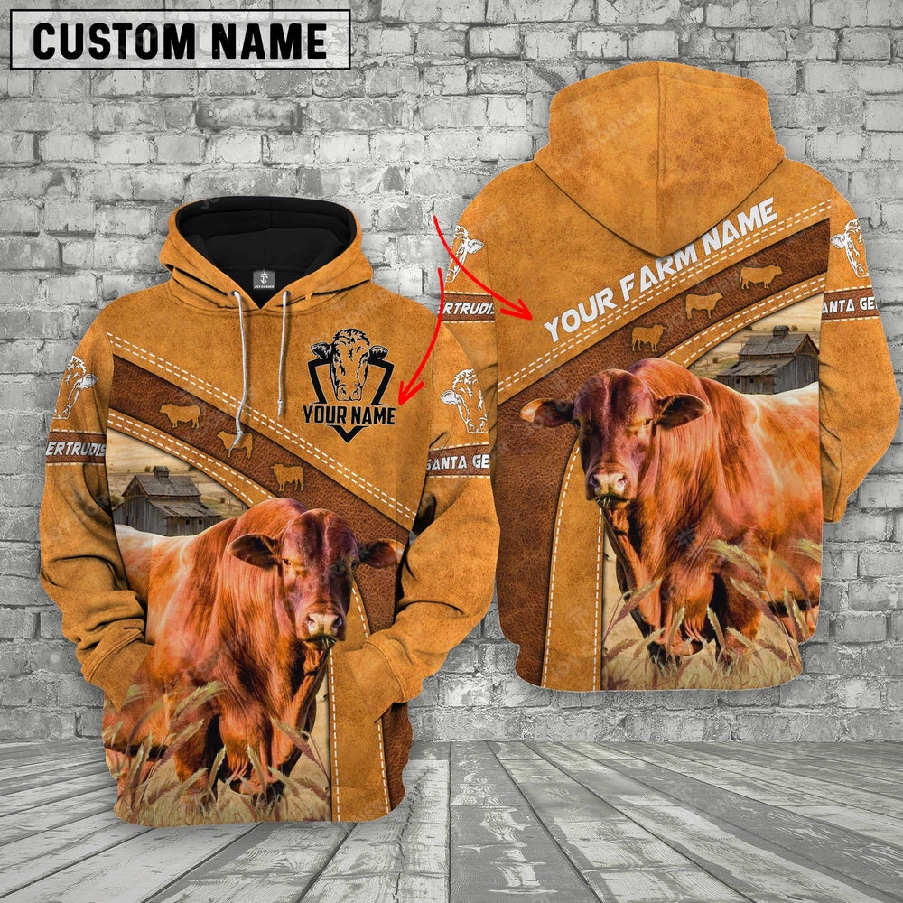 Personalized Name 3D Santa Gertrudis Hoodie, Farmer Hoodie, Custom Farm Shirts, Farmer T Shirt