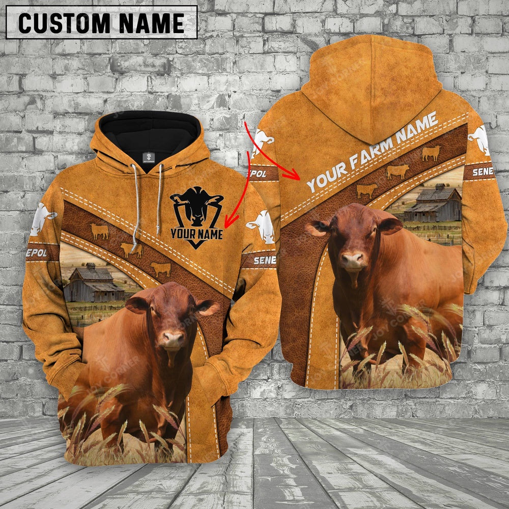 Personalized Name 3D Senepol Hoodie, Farmer Hoodie, Custom Farm Shirts, Farmer T Shirt