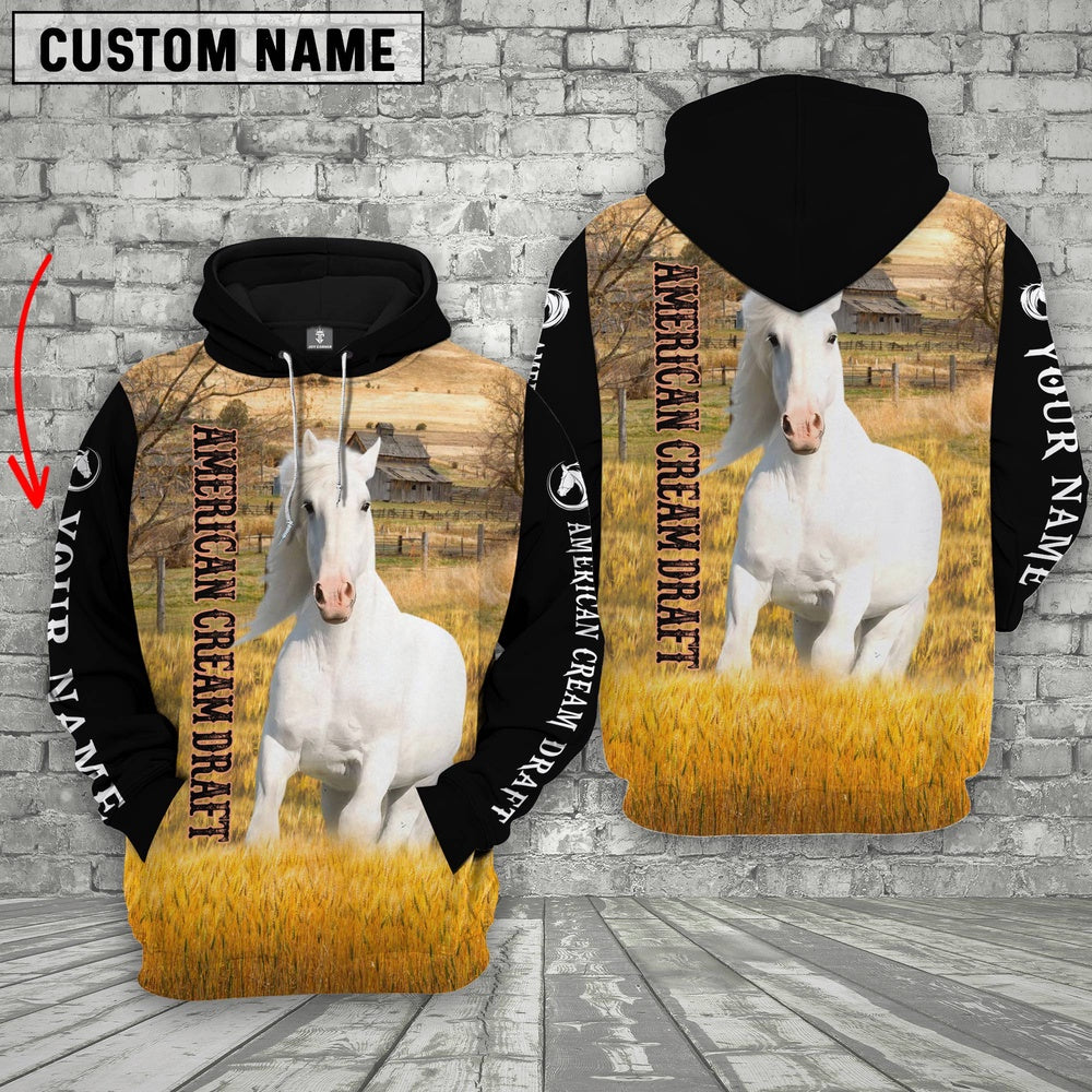 Personalized Name American Cream Draft Horse House On The Farm 3D Hoodie, Farmer Hoodie, Custom Farm Shirts, Farmer T Shirt
