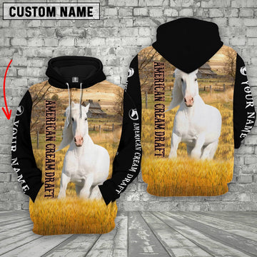 Personalized Name American Cream Draft Horse House On The Farm 3D Hoodie, Farmer Hoodie, Custom Farm Shirts, Farmer T Shirt