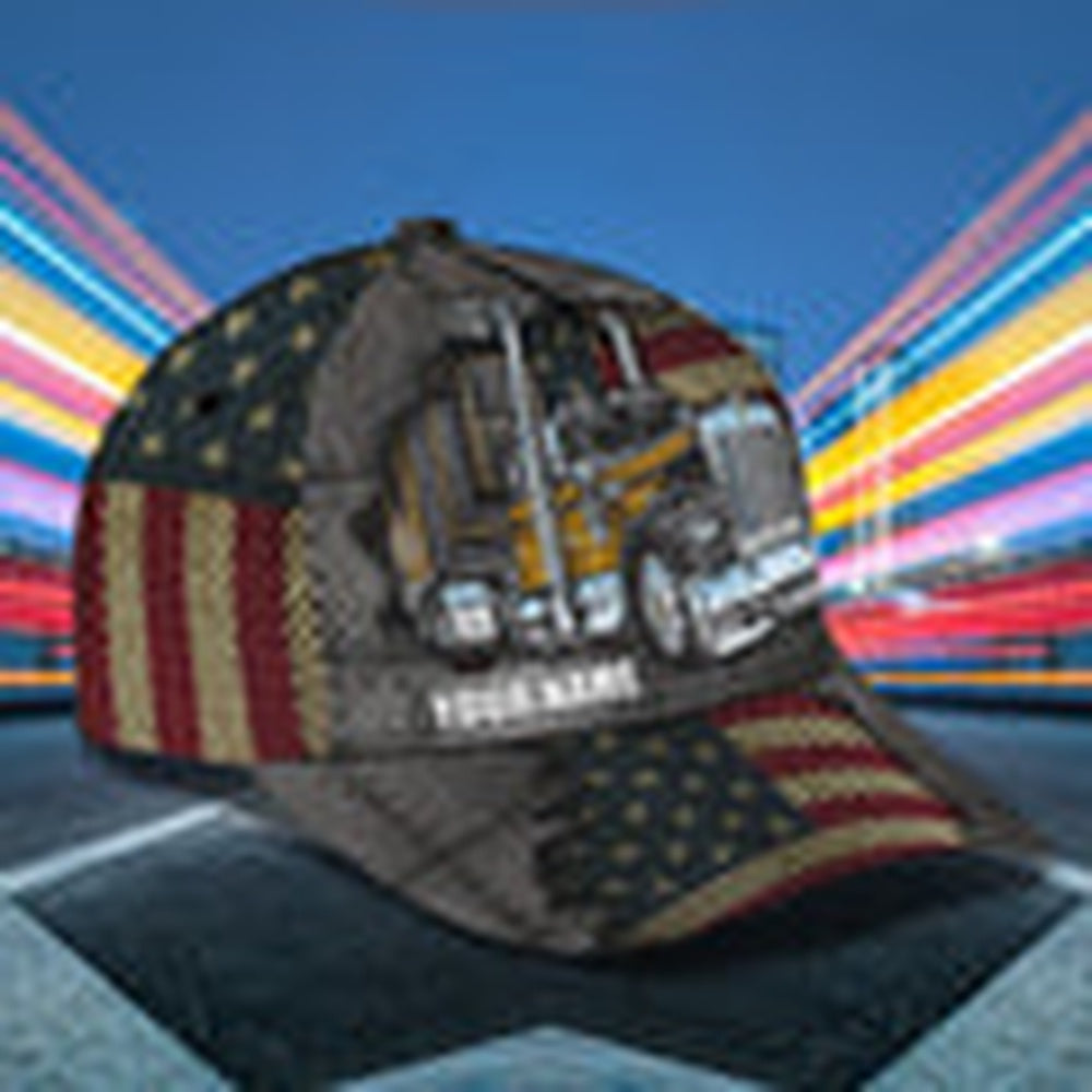 Personalized Name American Flag 02 Trucker Classic Cap, Farmer Cap, Cap For Farmers, Best Farm Hat, Farm Use Hat