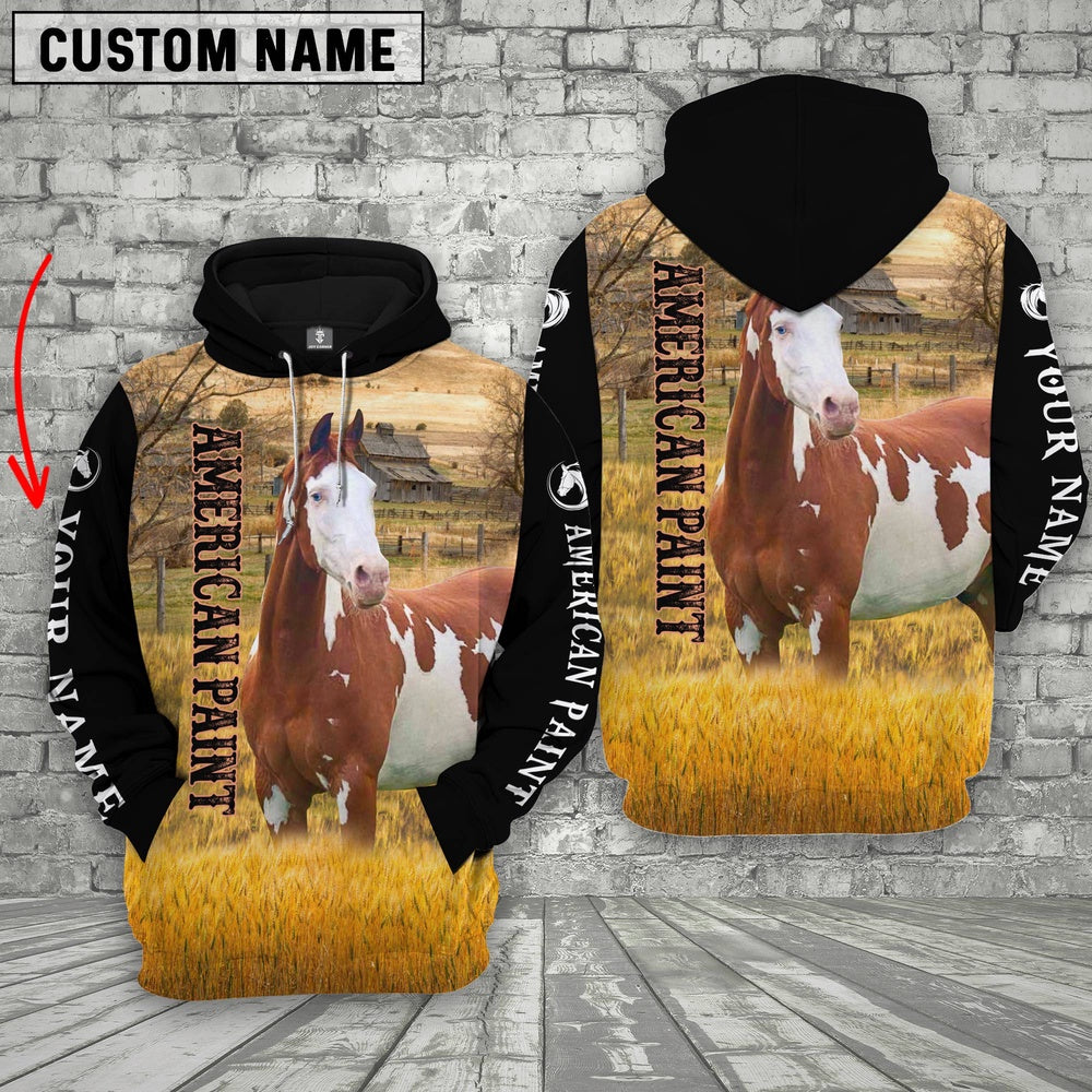 Personalized Name American Paint Horse House On The Farm 3D Hoodie, Farmer Hoodie, Custom Farm Shirts, Farmer T Shirt