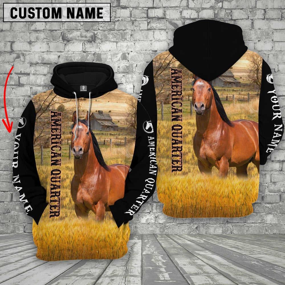 Personalized Name American Quarter Horse House On The Farm 3D Hoodie, Farmer Hoodie, Custom Farm Shirts, Farmer T Shirt