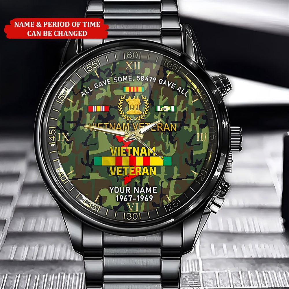 Personalized Name And Time All Gave Some 58479 Gave All Vietnam Veteran Watch, Military Watch, Military Watches For Men, Fathers Watches