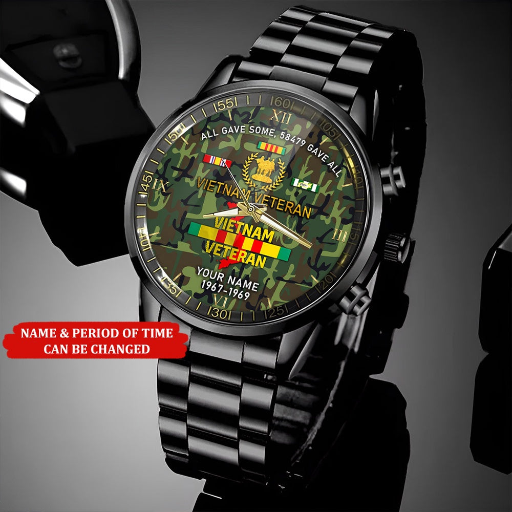 Personalized Name And Time All Gave Some 58479 Gave All Vietnam Veteran Watch, Military Watch, Military Watches For Men, Fathers Watches
