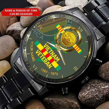 Personalized Name And Time Honor Sacrifice Printed Watch, Vietnam Veteran Watch, Military Watch, Military Watches For Men, Fathers Watches